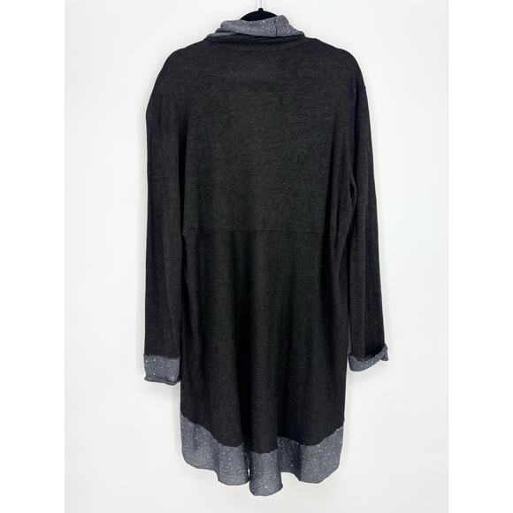 Soft Surroundings Soft Black Gray Sequin Open Front Long Cardigan Size L - Picture 5 of 6